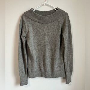 Ann Taylor Grey Wide Boat Neck Knit Sweater